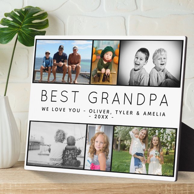Best Grandpa Modern 6 Photo Collage Father`s Day Plaque (Creator Uploaded)