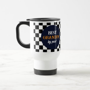 Best Grandpa Modern Checkered Pattern Travel Mug
