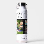 Best grandpa modern photo collage typography water bottle<br><div class="desc">Modern contemporary Happy Father's Day BEST GRANDPA EVER five family photo collage personalized keepsake simple white and black water bottle with a bold typography script template. Create your own with 5 custom family pictures and your text! You can change the colors of text and background. It can be a cute...</div>
