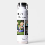 Best grandpa modern photo collage typography water bottle<br><div class="desc">Modern contemporary Happy Father's Day BEST GRANDPA EVER five family photo collage personalized keepsake simple white and black water bottle with a bold typography script template. Create your own with 5 custom family pictures and your text! You can change the colors of text and background. It can be a cute...</div>
