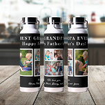 Best grandpa modern photo collage typography water bottle<br><div class="desc">Modern contemporary Happy Father's Day BEST GRANDPA EVER five family photo collage personalized keepsake simple black and white water bottle with a bold typography script template. Create your own with 5 custom family pictures and your text! You can change the colors of text and background. It can be a cute...</div>