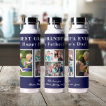 Best grandpa modern photo collage typography water bottle<br><div class="desc">Modern contemporary Happy Father's Day BEST GRANDPA EVER five family photo collage personalized keepsake simple navy and white water bottle with a bold typography script template. Create your own with 5 custom family pictures and your text! You can change the colors of text and background. It can be a cute...</div>