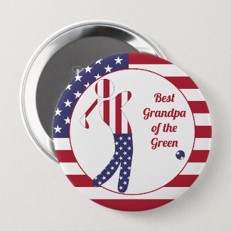 Best Grandpa of the Green | US Flag Golf Player Button