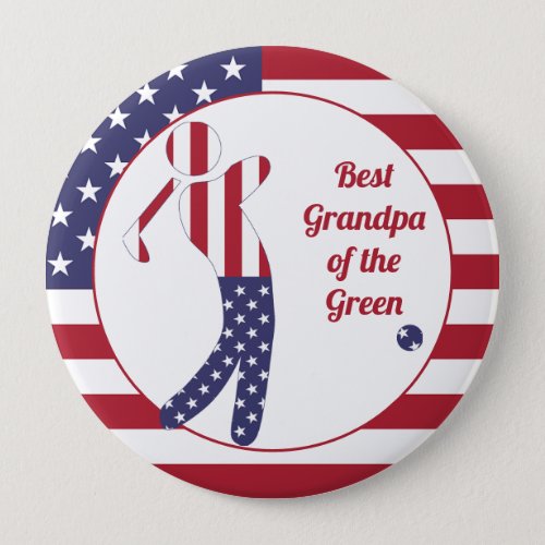 Best Grandpa of the Green  US Flag Golf Player Button