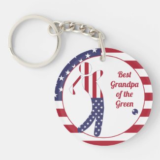 Best Grandpa of the Green | US Flag Golf Player Keychain