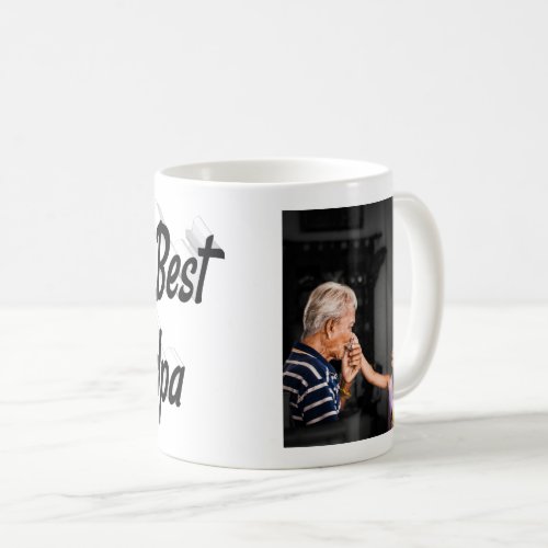 Best Grandpa photo black text Coffee Mug