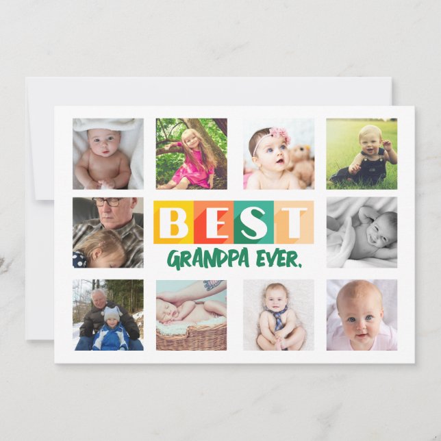 BEST GRANDPA Photo Collage Custom Personalized Holiday Card (Front)