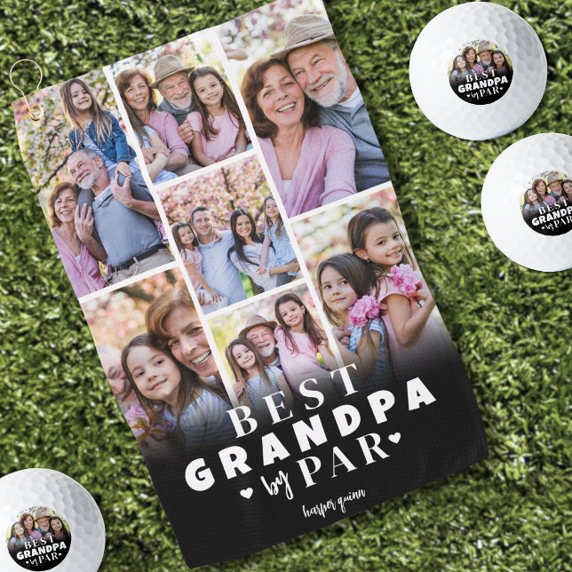 Best Grandpa Photo Collage Golf Towel (Best Grandpa By Par Photo Collage Golf Towel)