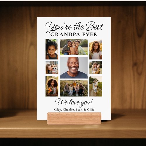 Best Grandpa Photo Collage With Kids Family Names Holder