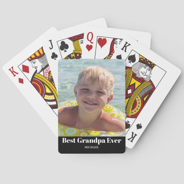 Best Grandpa Photo Name  Poker Cards (Back)