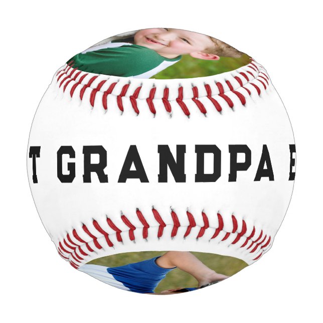 Best Grandpa Photo Personalized Baseball (Front)