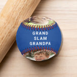 Best Grandpa Photos Blue Baseball<br><div class="desc">Celebrate a baseball loving grandpa with this personalized "grand slam" blue baseball with white text. You can easily personalize with two photos (crop to a vertical or square orientation with the subject in the middle before uploading for best result), personalize the expression to "I Love You" or "We Love You,...</div>