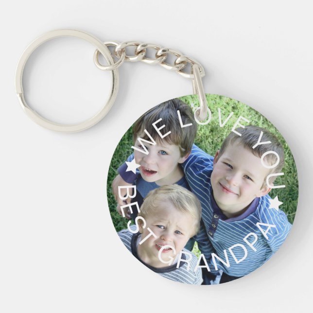 Best grandpa upload photo keychain (Front)