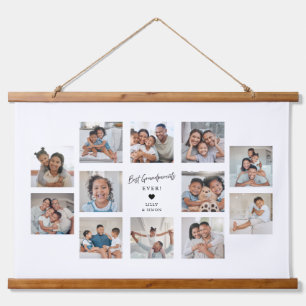 Best Grandparents Ever Custom 12 Photo Collage Hanging Tapestry