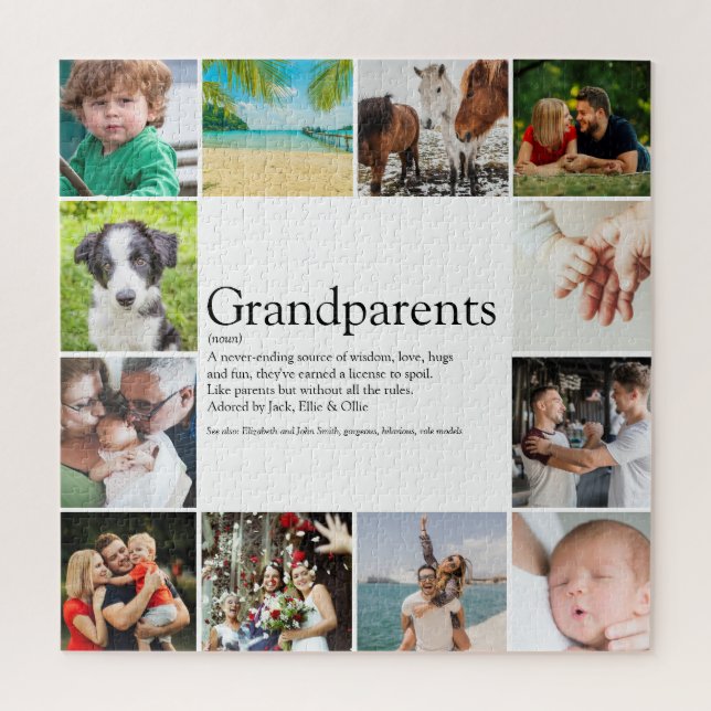 Best Grandparents Ever Definition 12 Photo Collage Jigsaw Puzzle (Vertical)
