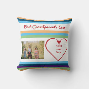Best Grandparents Ever Photo Names Color Bands  Throw Pillow