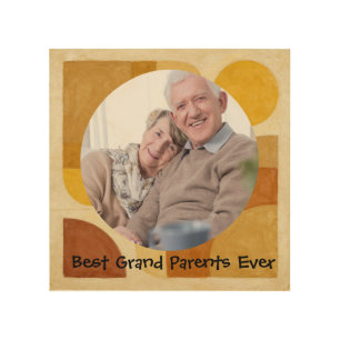 Best Grandparents Ever Retro Watercolor Photo Wood Wall Art