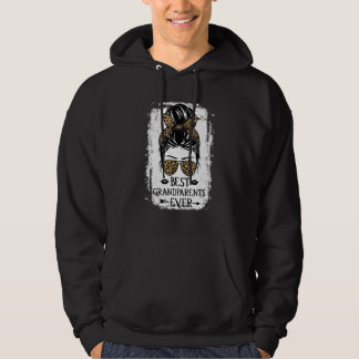 Best Grandparents Ever Women Messy Bun Leopard Dec Hoodie