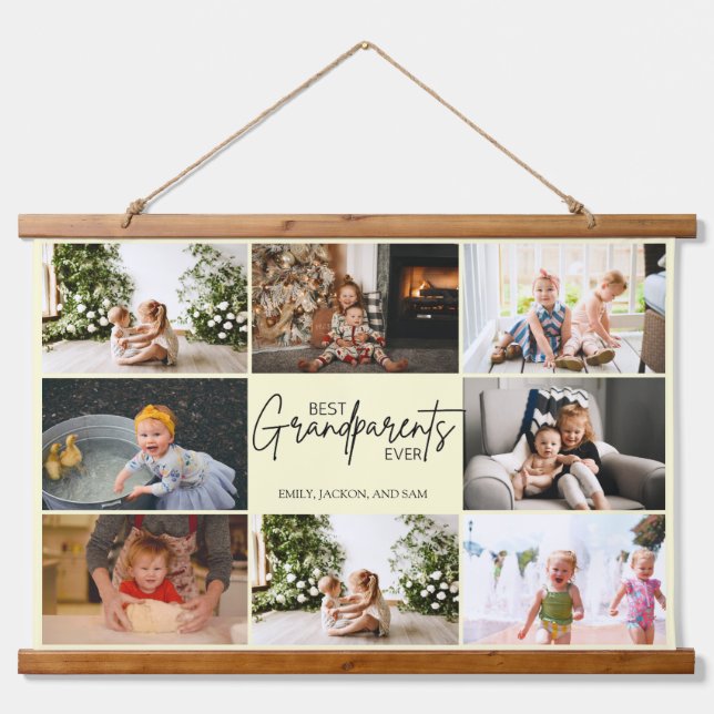 Best Grandparents Evers 8 Photo Beige  Hanging Tapestry (Front)