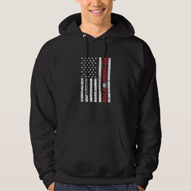 Best Grandpaw Ever Distressed American Flag Paw Pr Hoodie (Front)
