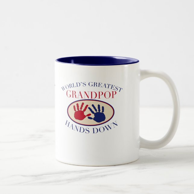 Best Grandpop Hands Down Two-Tone Coffee Mug (Right)