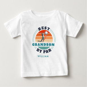 Best Grandson By Par Retro Birthday Personalized Baby T-Shirt