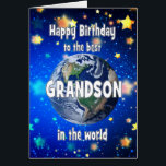 Best Grandson In The World Birthday Cards<br><div class="desc">Celebrate your grandson with a cosmic twist! This card features a breathtaking view of Earth from space,  with the heartfelt message,  "Happy Birthday to the best grandson in the world." A perfect way to show how much he means to you—no matter the distance,  he’s always your number one.</div>