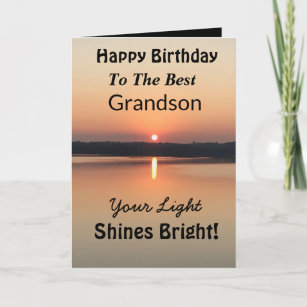 Best Grandson Light Shines Bright Birthday Card