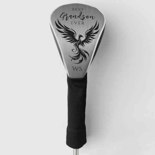 Best Grandson Rising Phoenix Monogram Initial Gray Golf Head Cover