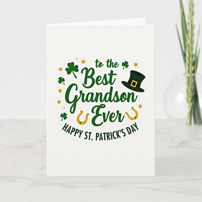 Best Grandson St Patricks Day Card (Front)
