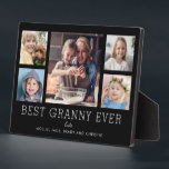 Best Granny Ever 5-Photo Collage Keepsake Custom Plaque<br><div class="desc">Simple and clean design lets your family photos shine on this Best Granny Ever plaque. A large photograph in the center with two smaller photos on either side let you insert your own photos easily. Best Granny Ever is written below in a modern font. Two lines below let you complete...</div>