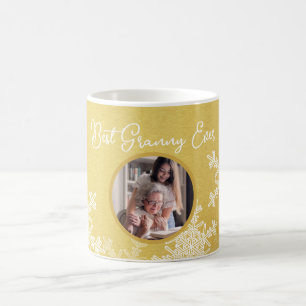 Best Granny Ever Golden Snowflakes Minimalist text Coffee Mug