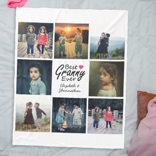 Best Granny Ever Photo Collage Grandchildren Names Fleece Blanket