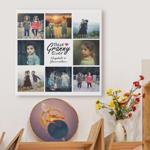 Best Granny Ever Photo Collage Grandma Keepsake Faux Canvas Print