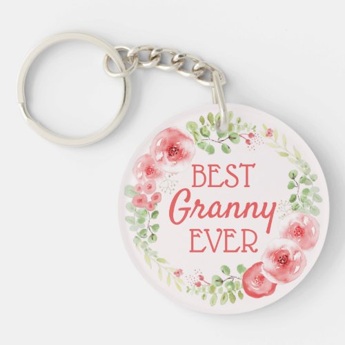 Mother'S Day Gifts 10 Best Granny Ever Watercolor Floral Wreath Keychain
