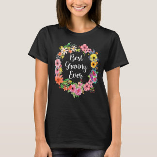 Best Granny Ever Women Floral Decoration Granny T-Shirt