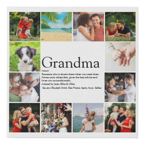 Best Granny Grandma Definition 12 Photo Collage Faux Canvas Print