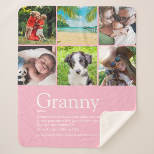 Best Granny Grandma Definition 6 Photo Collage Sherpa Blanket
