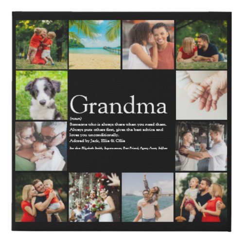 Best Granny Grandma Definition Photo Collage Faux Canvas Print