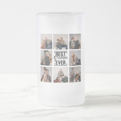 Best Granpa Ever 8 Photo Collage Frosted Glass Beer Mug
