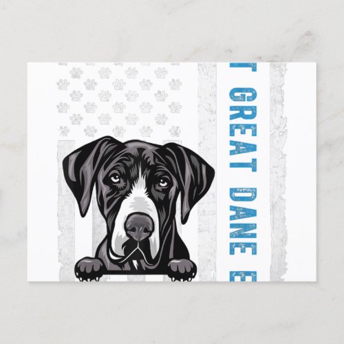 Best Great Dane Ever American Flag Fun Gift Dog Announcement Postcard