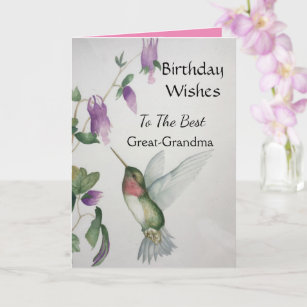 Best Great-Grandma Birthday Happy Hummingbird Card