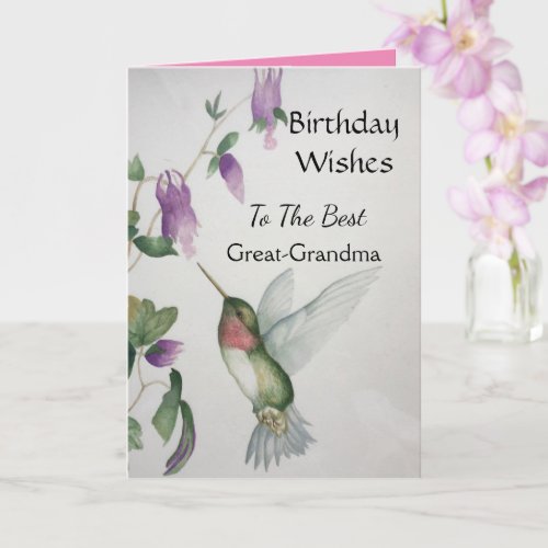 Best Great_Grandma Birthday Happy Hummingbird Card