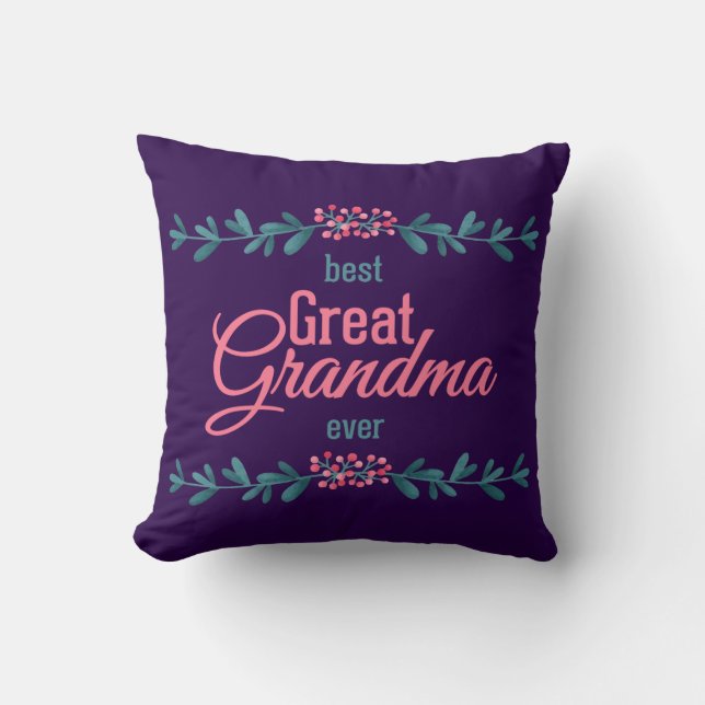 Best great grandma ever throw pillow (Front)