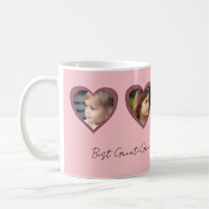 Best Great Grandma Pink Hearts Four Photo Collage Coffee Mug