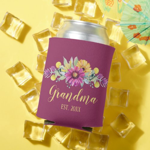 Best Great Grandma Rustic Daisy Floral Can Cooler