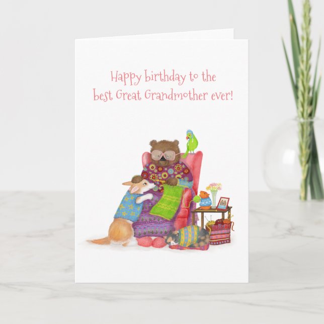 Best Great Grandmotherever birthday card with bear (Front)