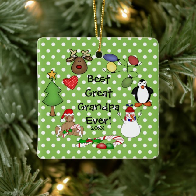 Best Great Grandpa Ever Christmas Ornament (Tree)