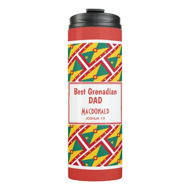 BEST GRENADIAN DAD Grenada Flag Customised Drinks Thermal Tumbler (Front)