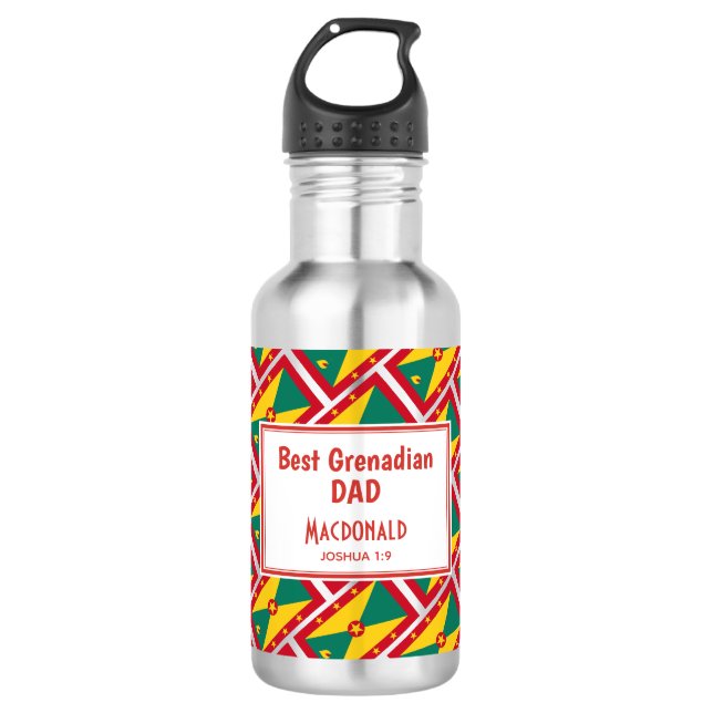BEST GRENADIAN DAD MOM Grenada Flag Customized Stainless Steel Water Bottle (Front)